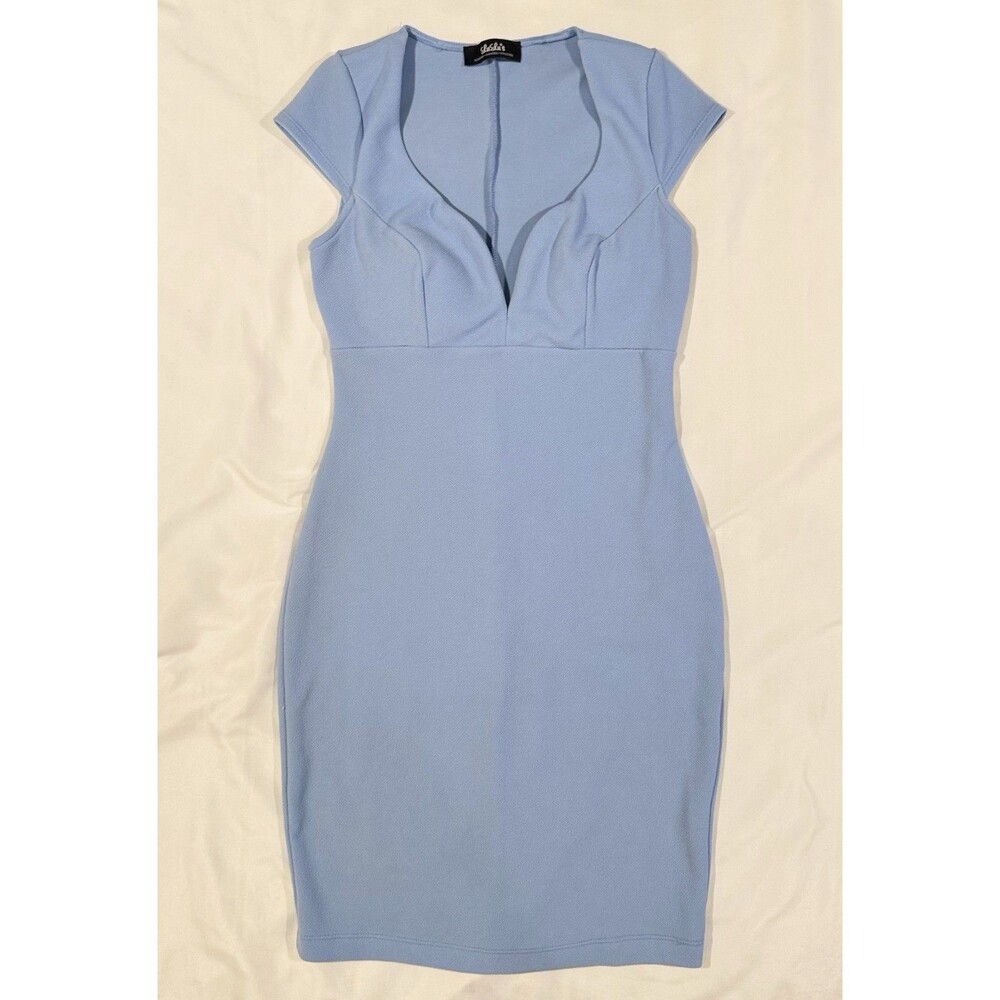 Vintage Lulus Bodycon Dress Baby Blue Y2K Women M Sexy Going Out Club 90s V Neck
